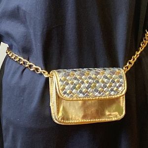 Gold & Silver Woven Clutch Belt Bag